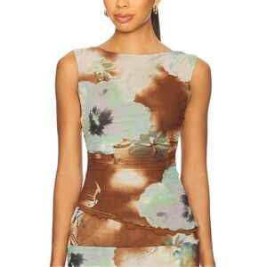 Free people asymmetric ash Floral Sleeveless top